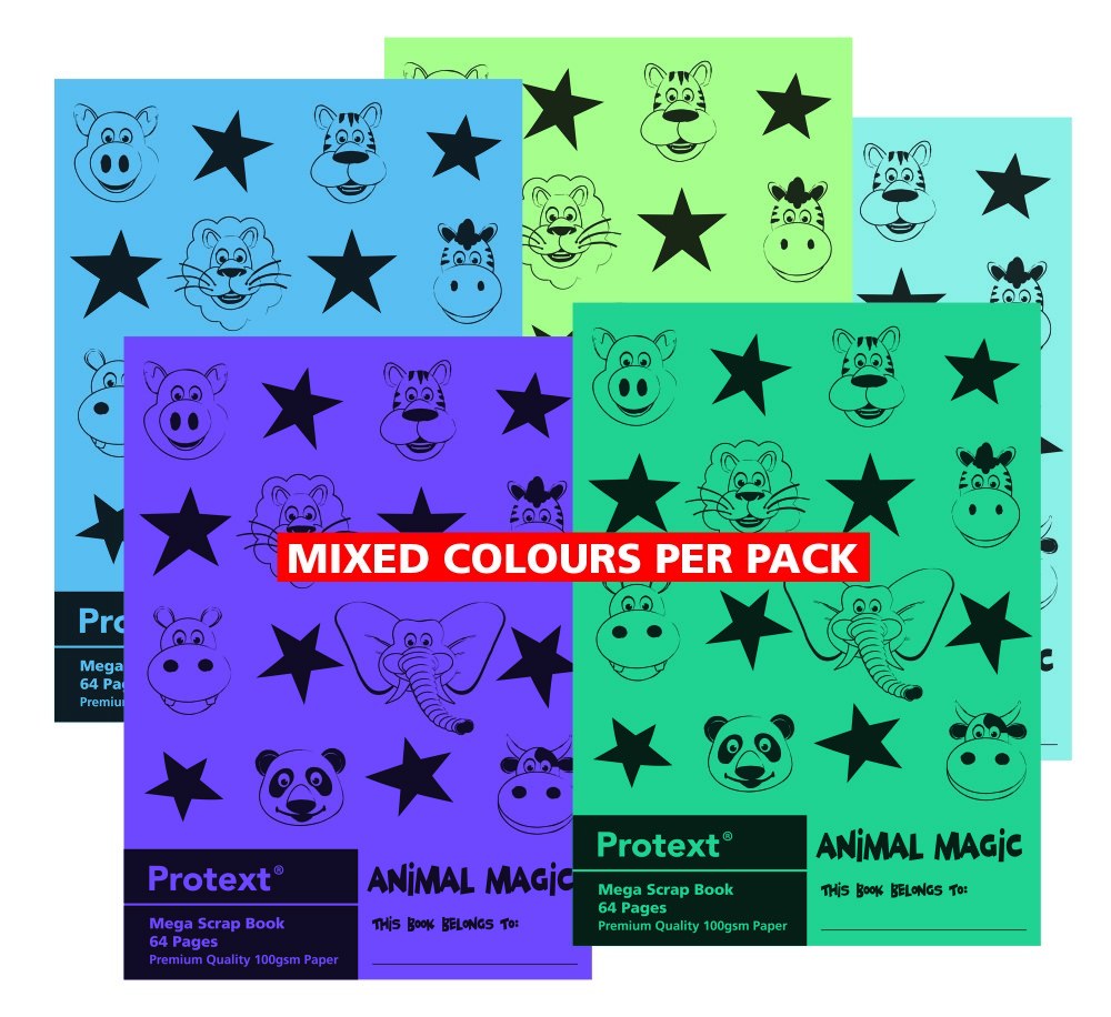 Protext Animal Magic Mega Scrap Book 330 x 240mm 64 Page PP Cover Pack of 10
