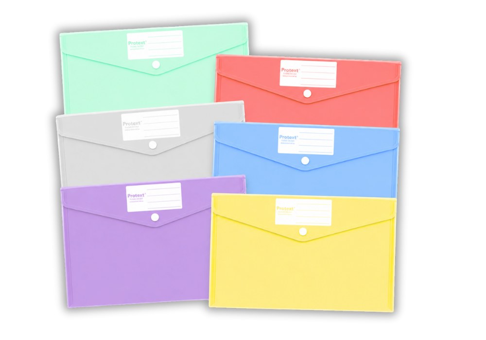 Protext Document Wallet A4 PP Button Closure Purple Pack of 30