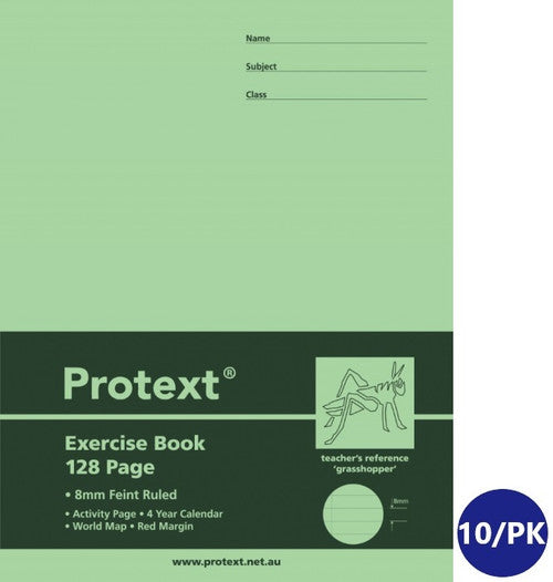 Protext Exercise Book 225 x 175mm 128 Page Ruled PP Cover Grasshopper