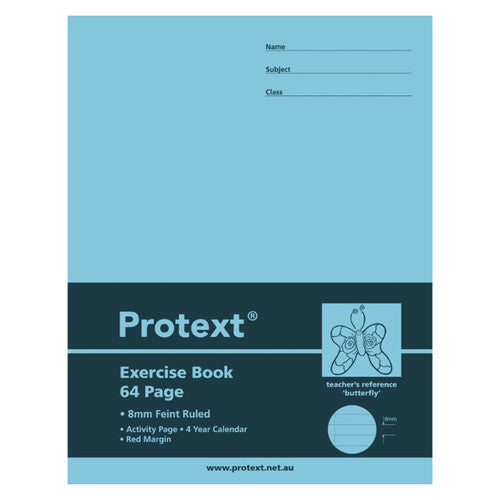 Protext Exercise Book 225 x 175mm 64 Page Ruled PP Cover Butterfly