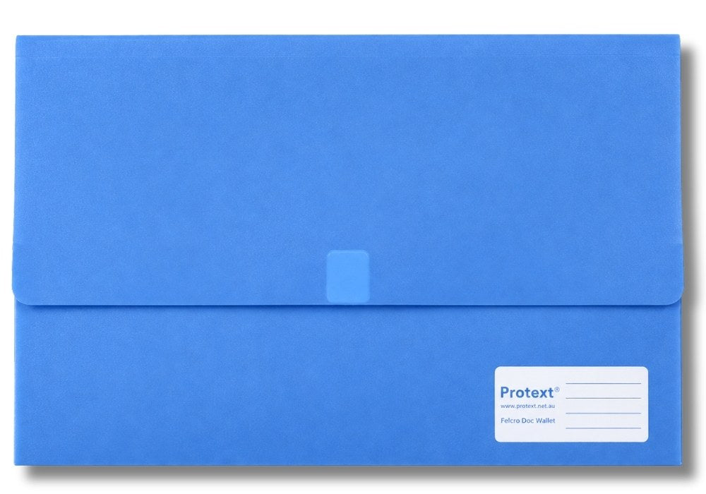 Protext Document Wallet Foolscap PP Velcro Closure Blue
