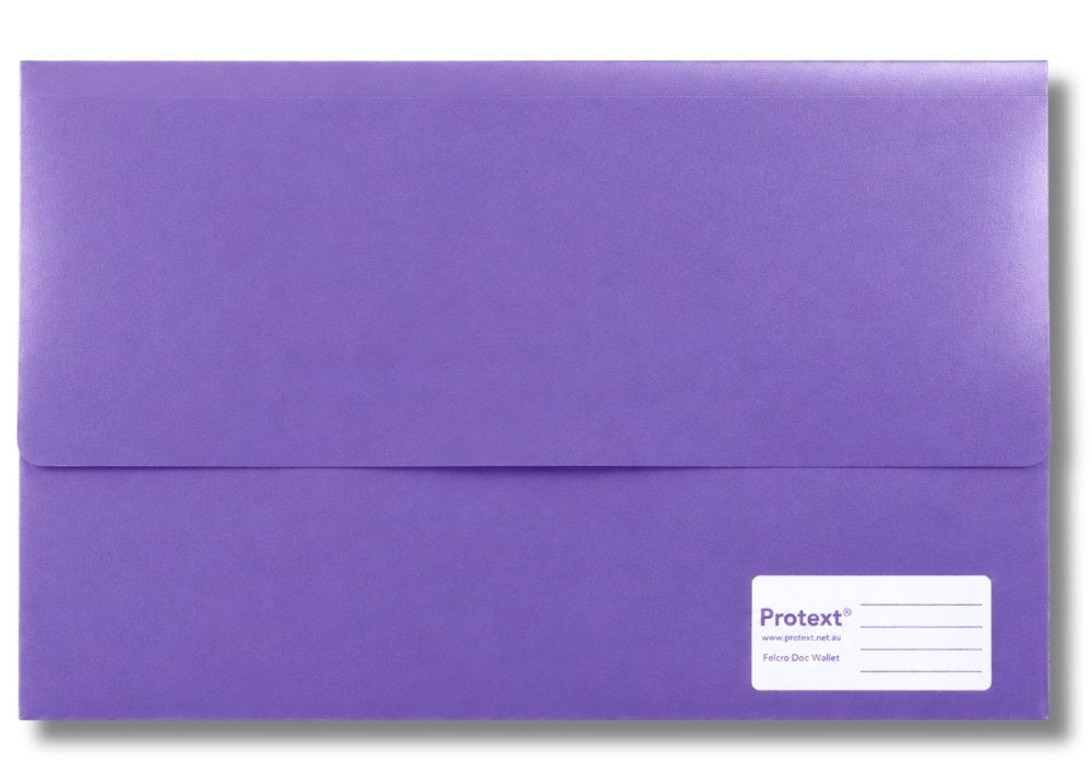 Protext Document Wallet Foolscap PP Velcro Closure Purple