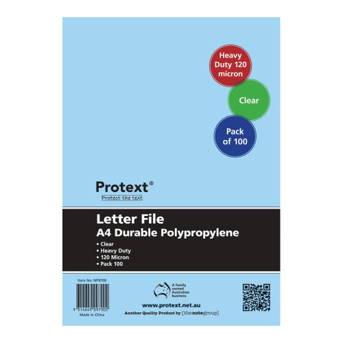 Protext Letter File A4 Polypropylene Clear Pack of 100