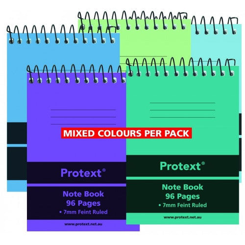Protext Pocket Notebook 110 x 78mm PP 96 Page Ruled Assorted Pack of 5