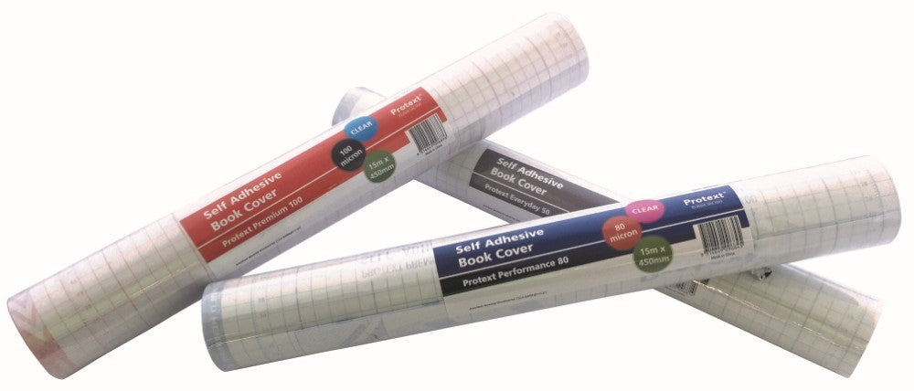 Protext Premium Self Adhesive Book Cover 100 Micron 375mm x 15m Roll Clear