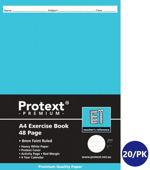 Protext Premium Exercise Book A4 48 Page 8mm Ruled Red Margin E1