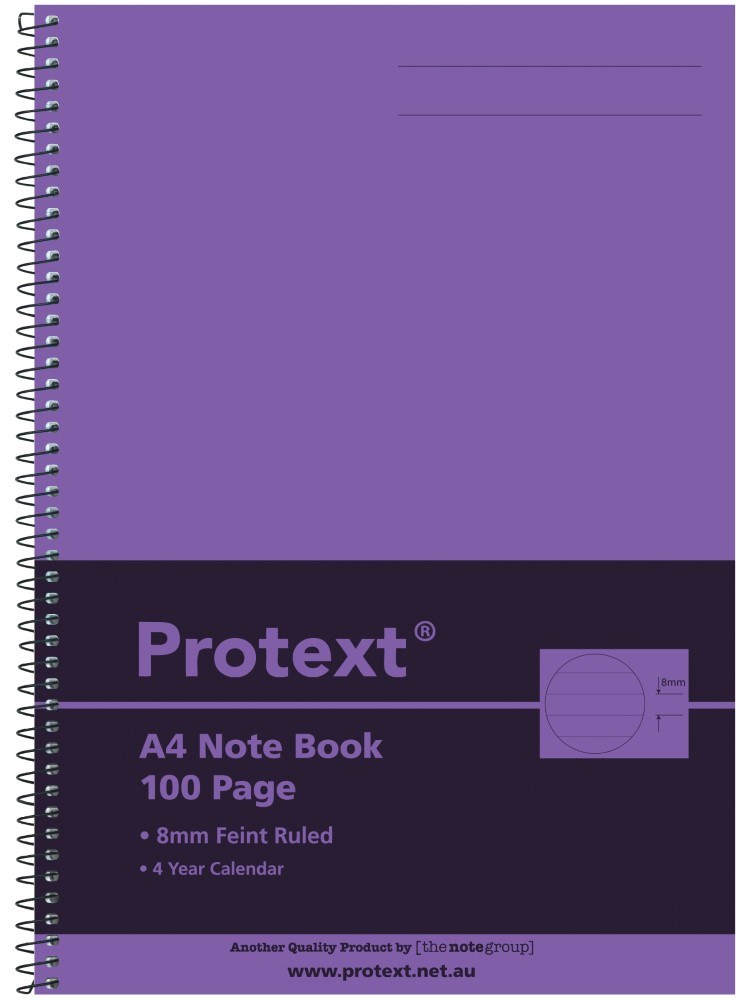 Protext Notebook A4 Polypropylene Cover Ruled 100 Page Purple Pack of 10