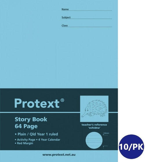 Protext Story Book 330 x 240mm 64 Page Plain Plus QLD Year 1 Ruled Echidna