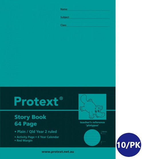 Protext Story Book 330 x 240mm 64 Page Plain QLD Year 2 Ruled Platypus