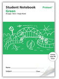 Protext Student Notebook 64 Page 8mm Single Ruled Green