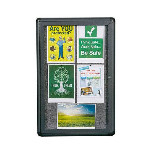 Quartet 1 Door Enclosed Board Fabric Aluminium Frame 900 x 600mm