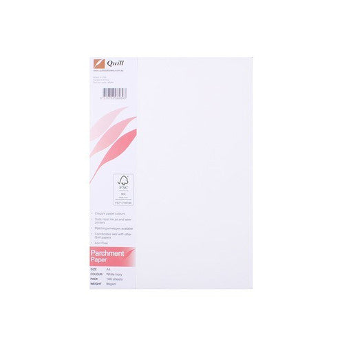 Quill Parchment Paper 90gsm A4 White Ivory Pack of 100