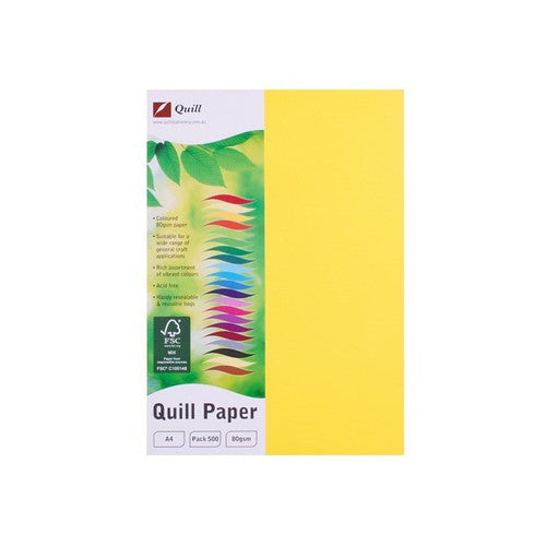 Quill Coloured Paper 80gsm A4 Lemon Pack of 500