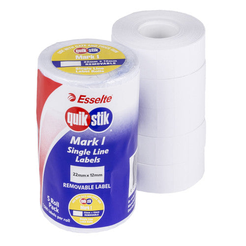 QuikStik Pricing Gun Labels Mark I Removable White Pack of 5 Rolls