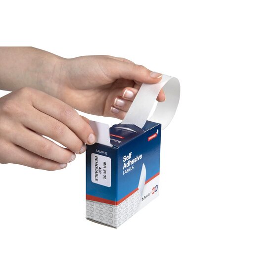 QuikStik Removable Adhesive Label Dispenser Rectangle 24 x 32mm White Pack of 420