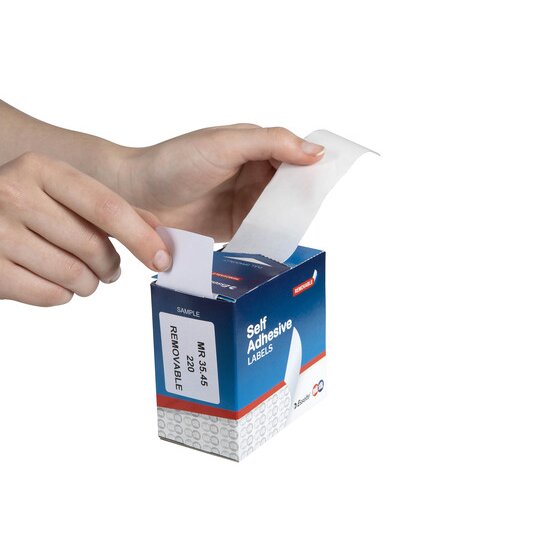QuikStik Removable Adhesive Label Dispenser Rectangle 35 x 45mm White Pack of 220