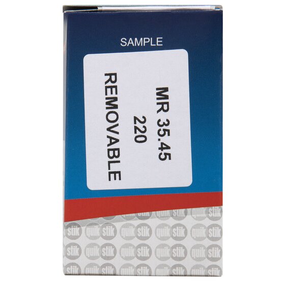 QuikStik Removable Adhesive Label Dispenser Rectangle 35 x 45mm White Pack of 220