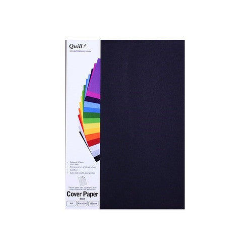 Quill Cover Paper 125gsm A4 Black Pack of 250