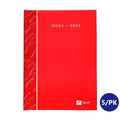 Quill Index Book 70gsm A5 160 Pages Red Pack of 5