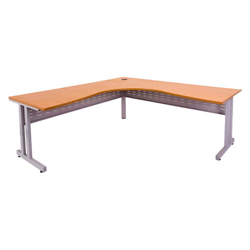 Rapidline Rapid Span C Leg Corner Workstation 1500 x 1500 x 700mm Beech / Precious Silver