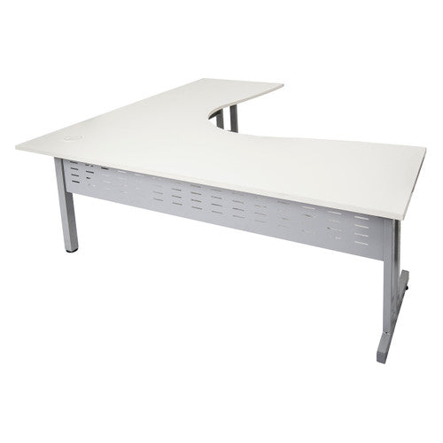 Rapidline Rapid Span C Leg Corner Workstation 1500 x 1500 x 700mm Natural White / Precious Silver Base