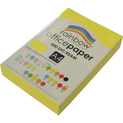 Rainbow Office Paper A4 75gsm Fluoro Yellow Pack of 500