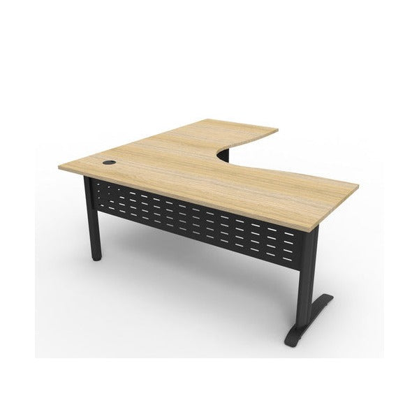 Rapidline Deluxe Rapid Span Corner Workstation 1500 x 1500 x 730mm Natural Oak / Black Satin