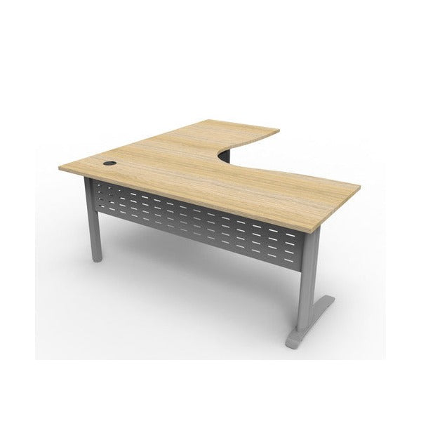 Rapidline Deluxe Rapid Span Corner Workstation 1500 x 1500 x 730mm Natural Oak / Precious Silver