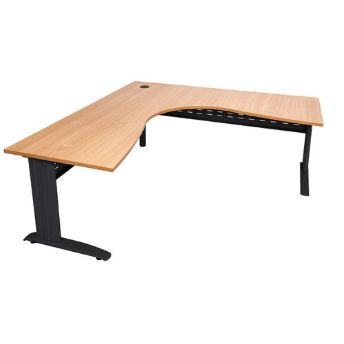 Rapidline Rapid Span Corner Workstation 1500 x 1500 x 700mm Beech / Black Satin