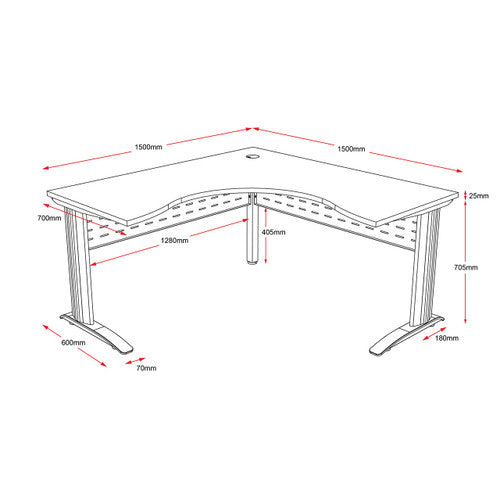 Rapidline Rapid Span Corner Workstation 1500 x 1500 x 700mm Natural White / Precious Silver