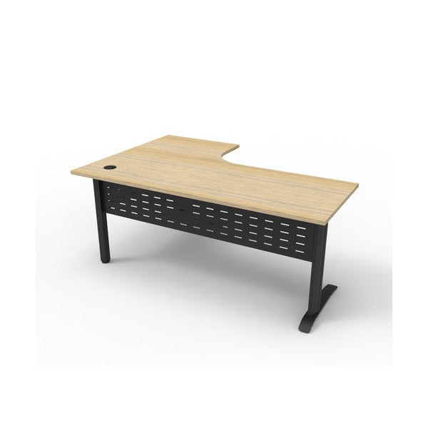 Rapidline Deluxe Rapid Span Corner Workstation 1800 x 1200 x 750mm Natural Oak / Black Satin
