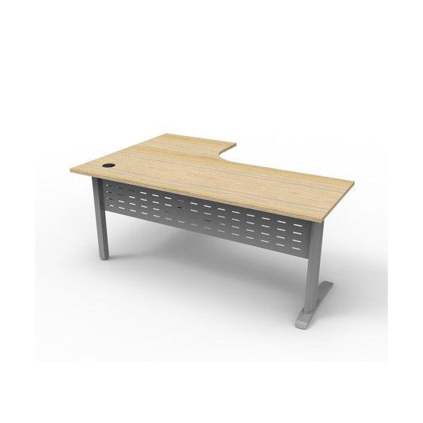 Rapidline Deluxe Rapid Span Corner Workstation 1800 x 1200 x 750mm Natural Oak / Precious Silver