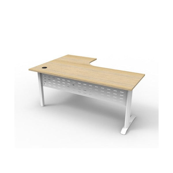 Rapidline Deluxe Rapid Span Corner Workstation 1800 x 1200 x 750mm Natural Oak / White Satin