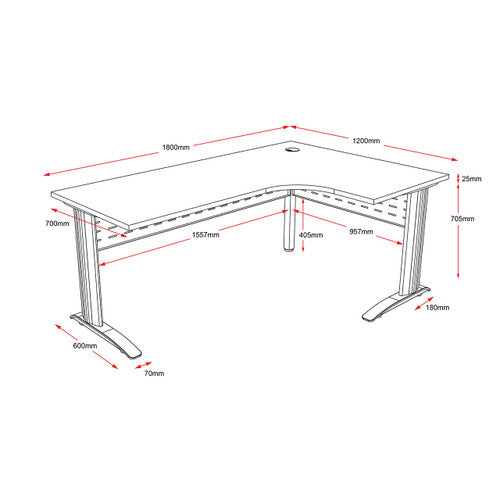 Rapidline Rapid Span Corner Workstation 1800 x 1200 x 700mm Natural White / Black Satin