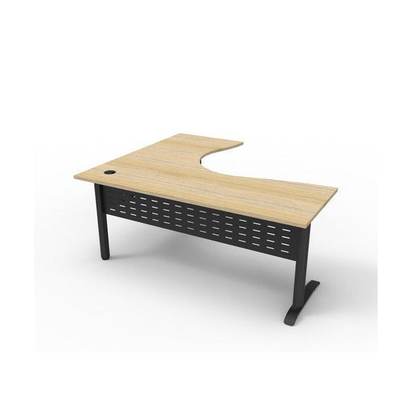 Rapidline Deluxe Rapid Span Corner Workstation 1800 x 1500 x 750mm Natural Oak / Black Satin