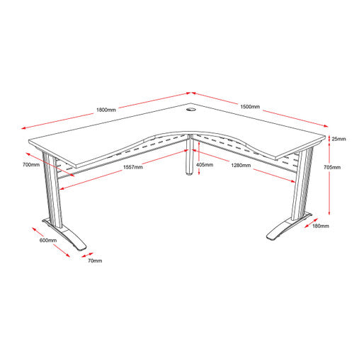 Rapidline Rapid Span Corner Workstation 1800 x 1500 x 700mm Natural White / White Satin