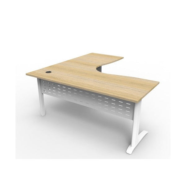 Rapidline Deluxe Rapid Span Corner Workstation 1800 x 1800 x 750mm Natural Oak / White Satin