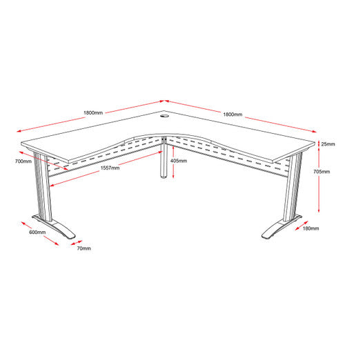 Rapidline Rapid Span Corner Workstation 1800 x 1800 x 700mm Beech / Black Satin