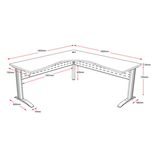 Rapidline Rapid Span Corner Workstation 1800 x 1800 x 700mm Natural White / Precious Silver