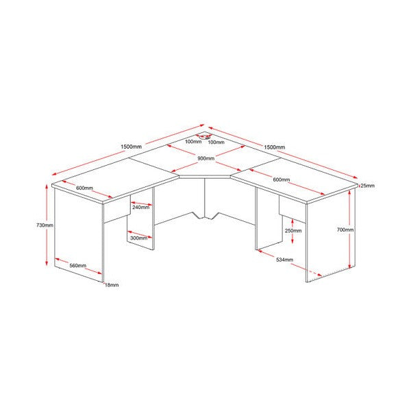 Rapidline Rapid Worker Corner Workstation 1500 x 1500 x 600mm Beech / Ironstone