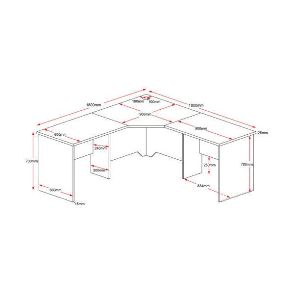 Rapidline Rapid Worker Corner Workstation 1800 x 1800 x 600mm Beech / Ironstone