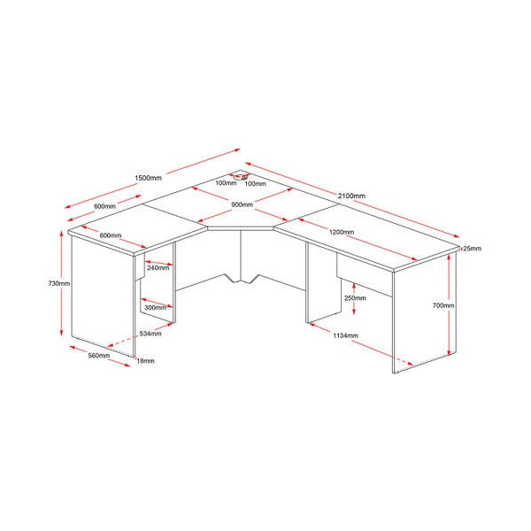 Rapidline Rapid Worker Corner Workstation 2100 x 1500 x 600mm Beech / Ironstone