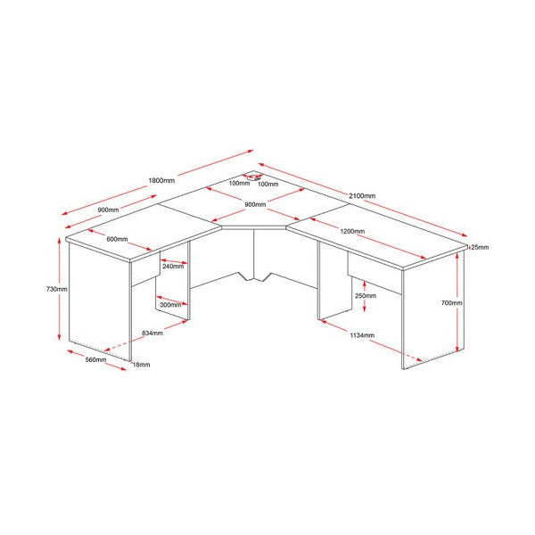 Rapidline Rapid Worker Corner Workstation 2100 x 1800 x 600mm Beech / Ironstone