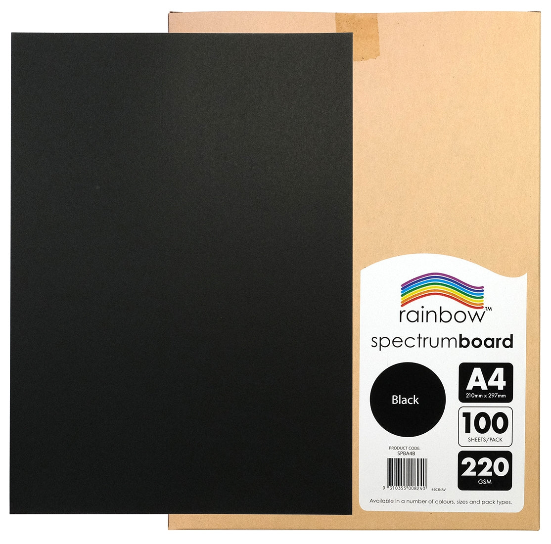 Rainbow Spectrum Board A4 220gsm Black Pack of 100