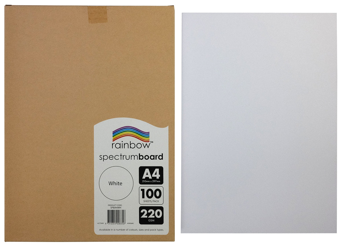 Rainbow Spectrum Board A4 220gsm White Pack of 100
