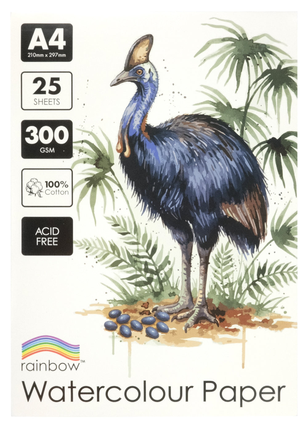 Rainbow Watercolour Pad A4 300gsm 100% Cotton 25 Sheets