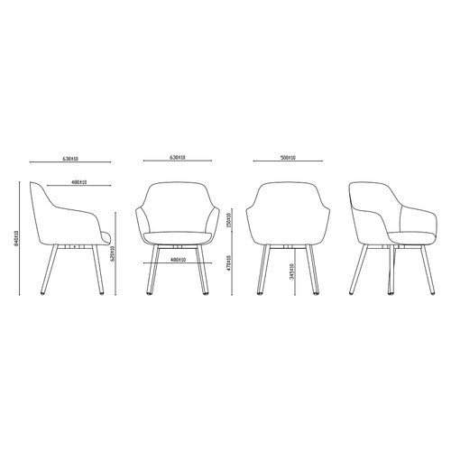 Rapidline Aspen 4 Leg Tub Chair Black Steel Frame Olive Fabric