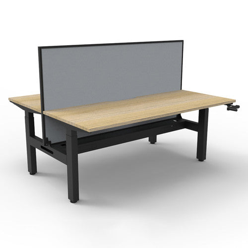 Rapidline Boost Crank Back to Back Workstation 1800 x 750mm with Screen and Cable Tray Natural Oak / Black Satin