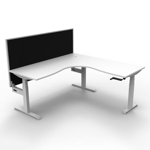 Rapidline Boost Crank Corner Workstation 1800 x 1800 x 750mm with Screen Natural White / White Satin