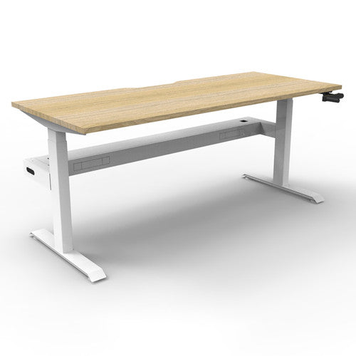 Rapidline Boost Crank Single Sided Workstation 1200 x 750mm with Cable Tray Natural Oak / White Satin